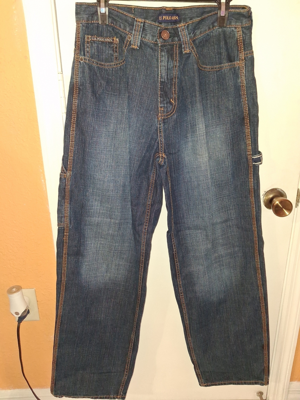 U.S. Polo Assn. Men's Blue Straight-Leg Denim Jeans with Contrast Stitching